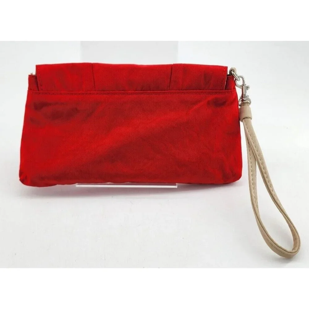Multi Sac‎ Mini Wristlet Clutch Wallet Purse Red/Tan 100% Nylon 9